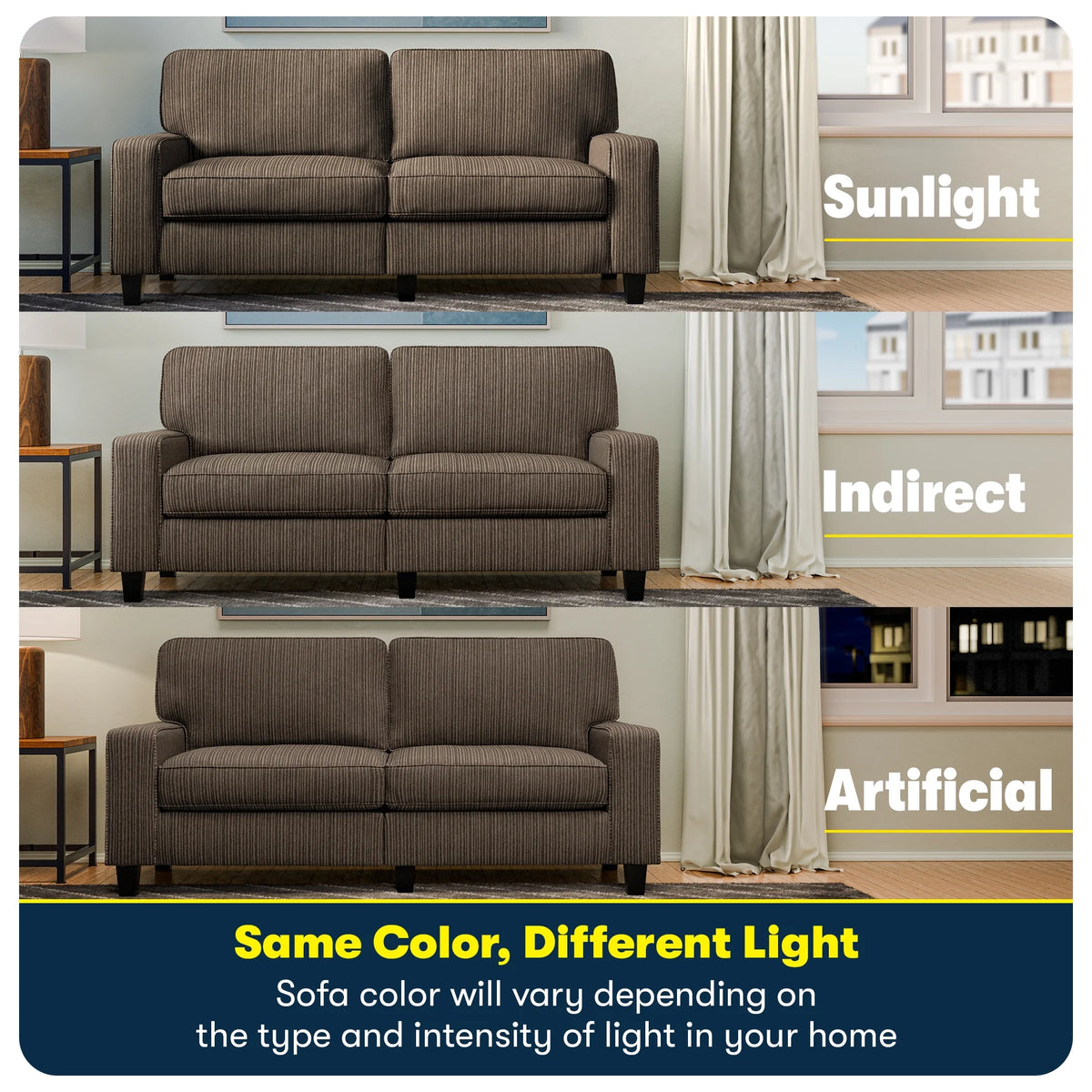 Serta Palisades 61" Track Arm Sofa Loveseat with Removable Covers Beige