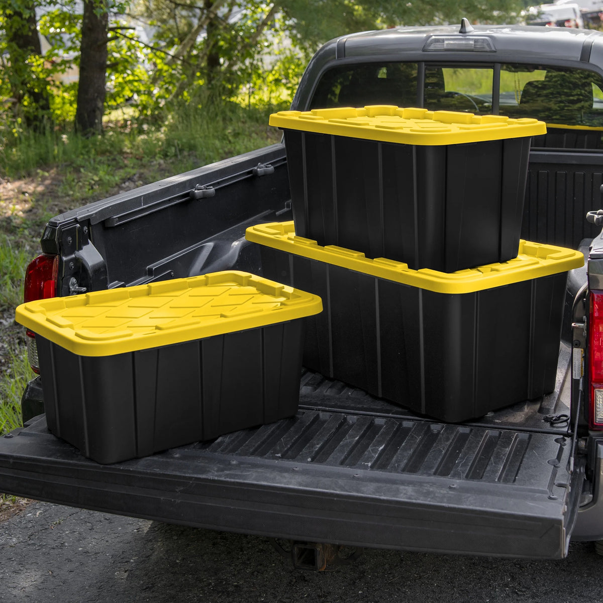 Sterilite 17 Gal Industrial Stackable Storage Tote Lidded Container, 6 Pack