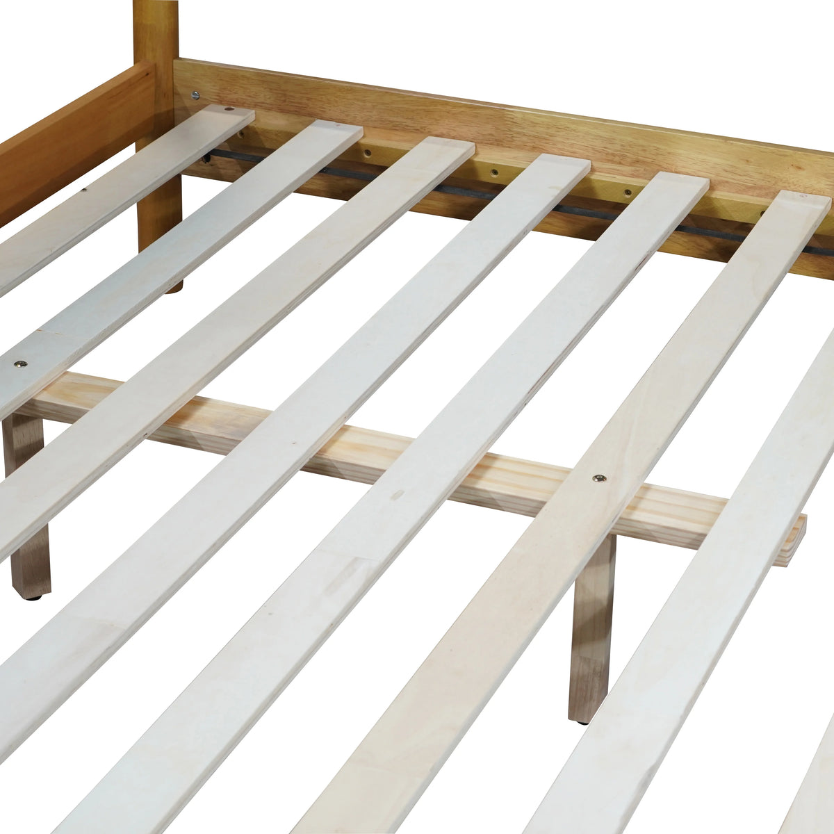 Miniyam Wood Queen Size Bed with with Rattan Headboard for Adult, Brown