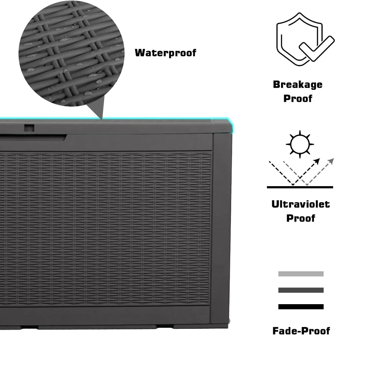 Vineego Outdoor All-Weather 100 Gallon Resin Deck Box,Indoor Outdoor Lockable Storage Container, Black