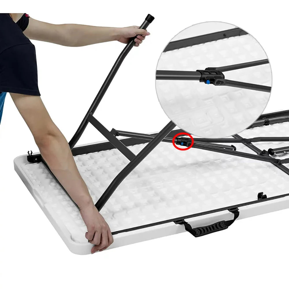 Sharemee 6 Foot Premium Fold-in-Half Table, Portable Folding Utility Picnic Party Dining Camp Plastic Table White