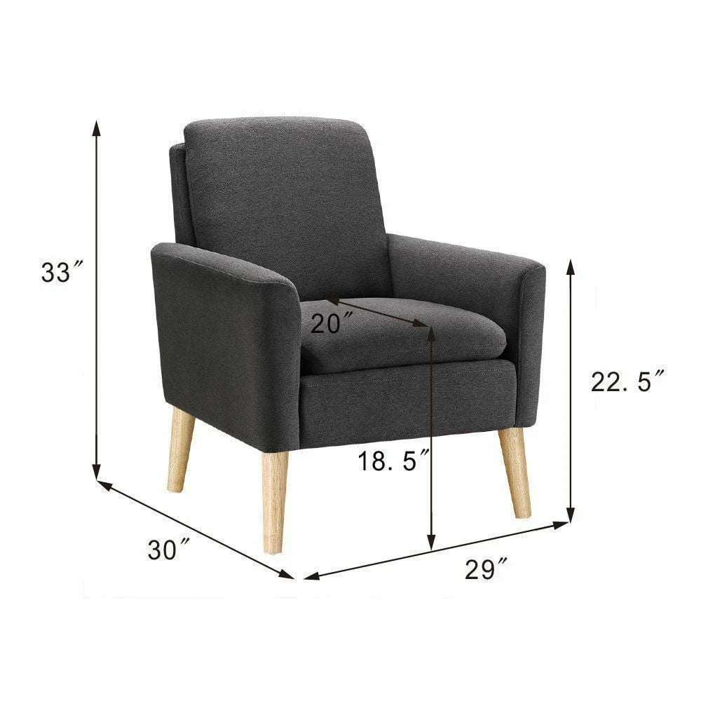 Dazone Modern Accent Fabric Chair Single Sofa Comfy Upholstered Arm Chair Living Room Yellow