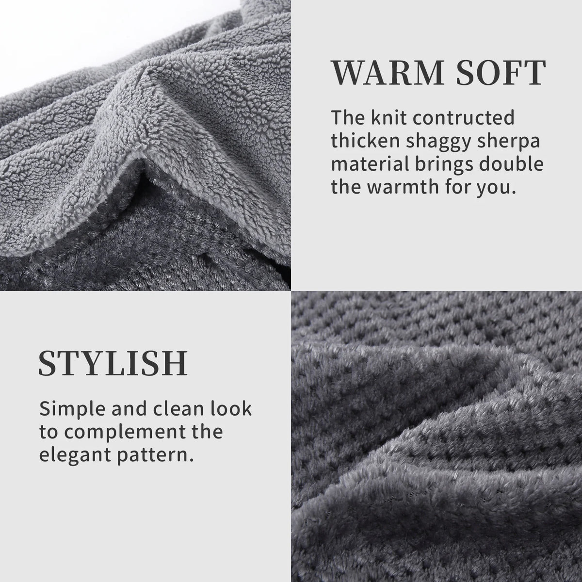 GAOMON Electric Heated Blanket King Size with Dual Control �C Sherpa Throw Blanket with 4 Fast Heating Levels & 10 Hours Auto Off, Machine Washable, ETL Certified, Gray