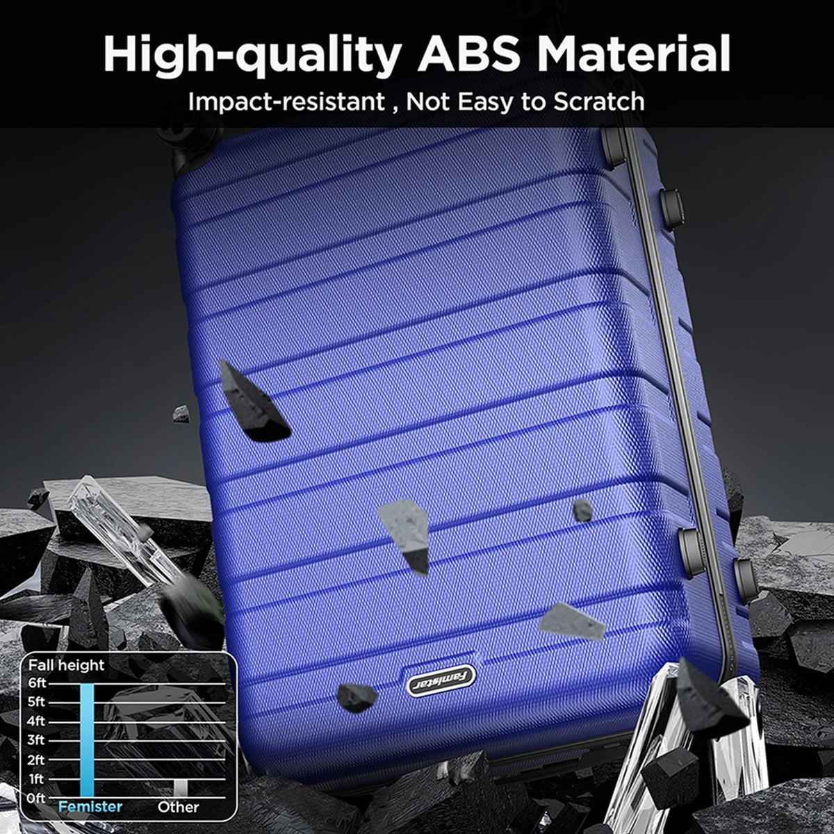 11Pcs Luggage Sets, ABS Hardshell Suitcase w/ Dual 360° Spinner Wheels & TSA Lock, Lightweight Durable Hardside Carry on Luggage for Travel, Deep Black