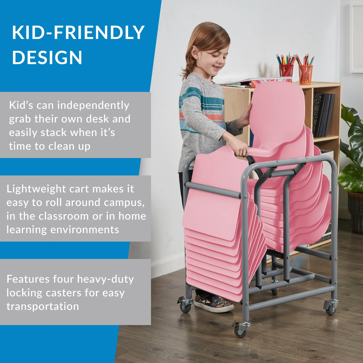 ECR4Kids The Surf Portable Lap Desk with Mobile Storage Cart, Blue, 10-Pack