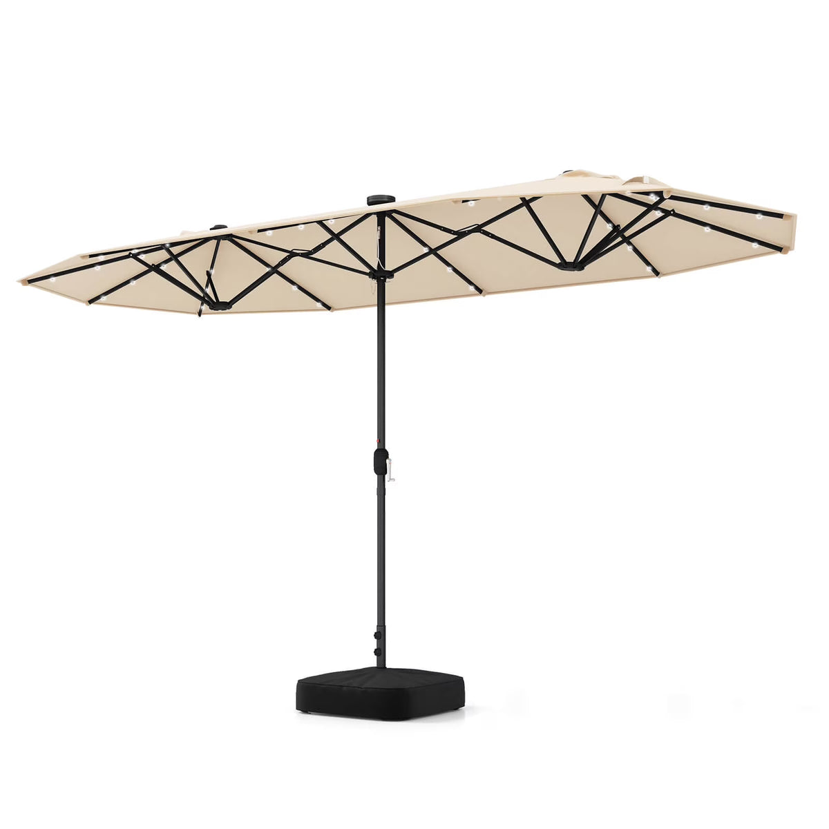 Costway 13ft Beige Rectangle Double-sided Patio Umbrella, Crank Lift