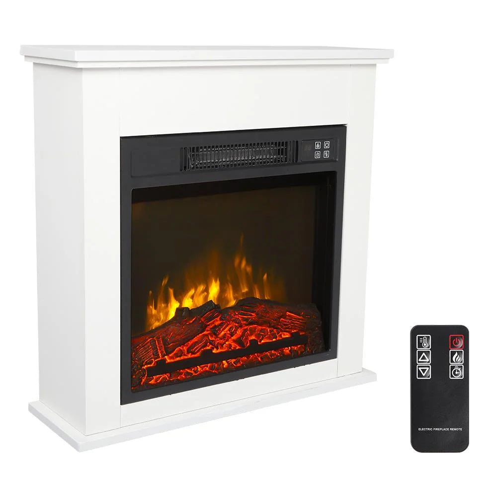 UbesGoo 25" Electric Fireplace Wall/Corner White Wood Cabinet w/Remote Control