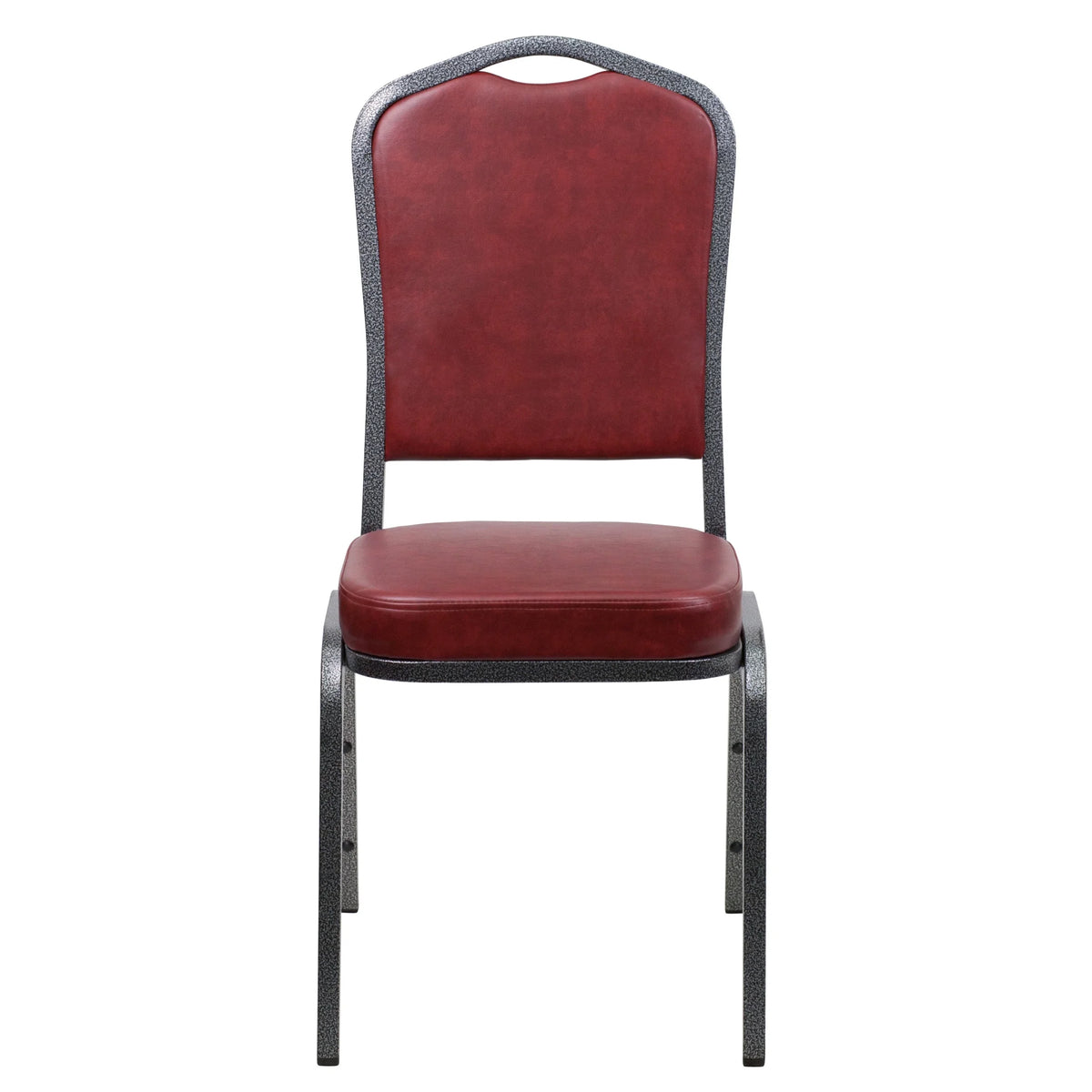Emma + Oliver 4 Pack Crown Back Stacking Banquet Chair in Navy Vinyl - Silver Vein Frame
