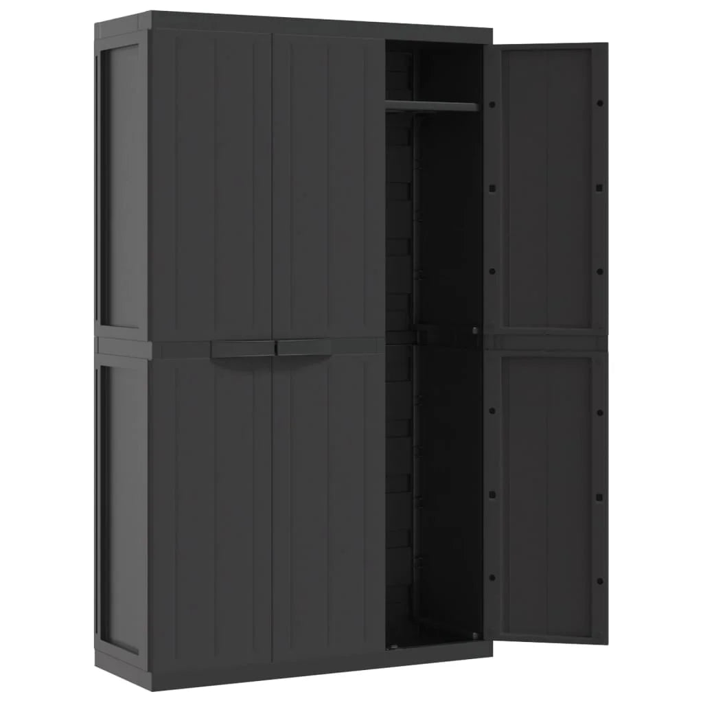 vidaXL Outdoor Storage Cabinet Black 25.6"x14.6"x33.5" PP