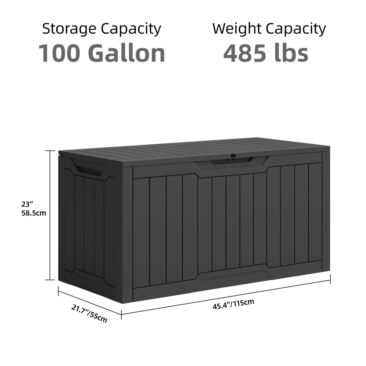 Uforic Outdoor 100 Gallon Resin Deck Box, Weatherproof&Lockable,Black
