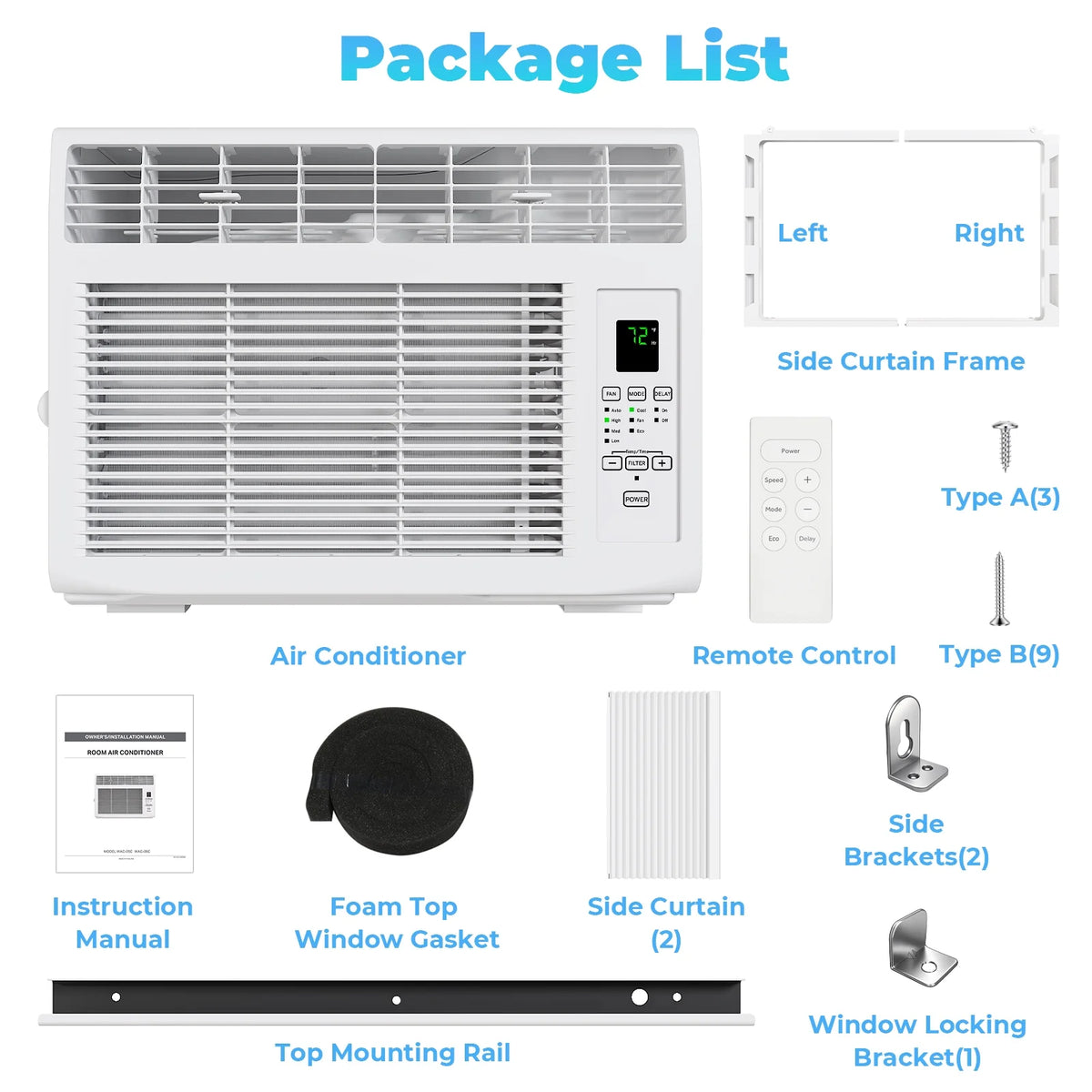 Zimtown 6000BTU Window Air Conditioner With Remote Control, White