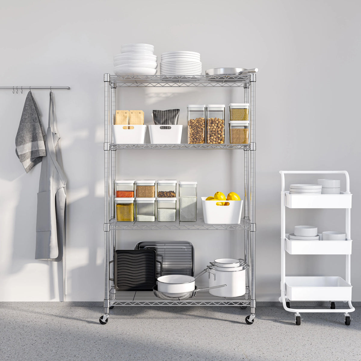 Seville Classics Solid Steel Wire Shelving Storage Unit Adjustable Shelves Organizer Rack, for Home, Kitchen, Office, Garage, Bedroom, Closet, Silver, 4-Tier, 36" W x 14" D