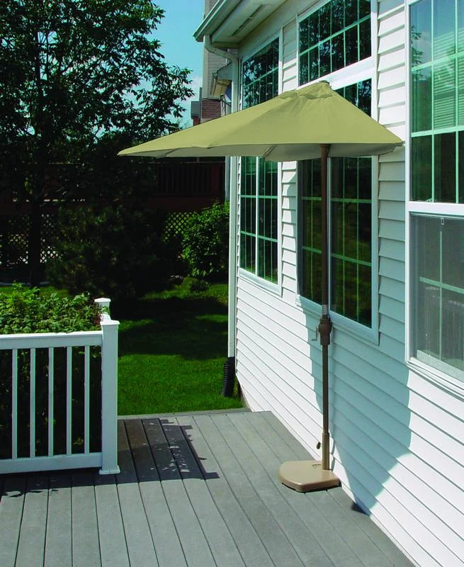 OFF-THE-WALL BRELLA Sunbrella Half Umbrella, 9'-Width, Teak Canopy