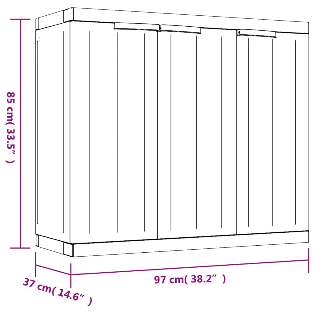 vidaXL Outdoor Storage Cabinet Black 25.6"x14.6"x33.5" PP