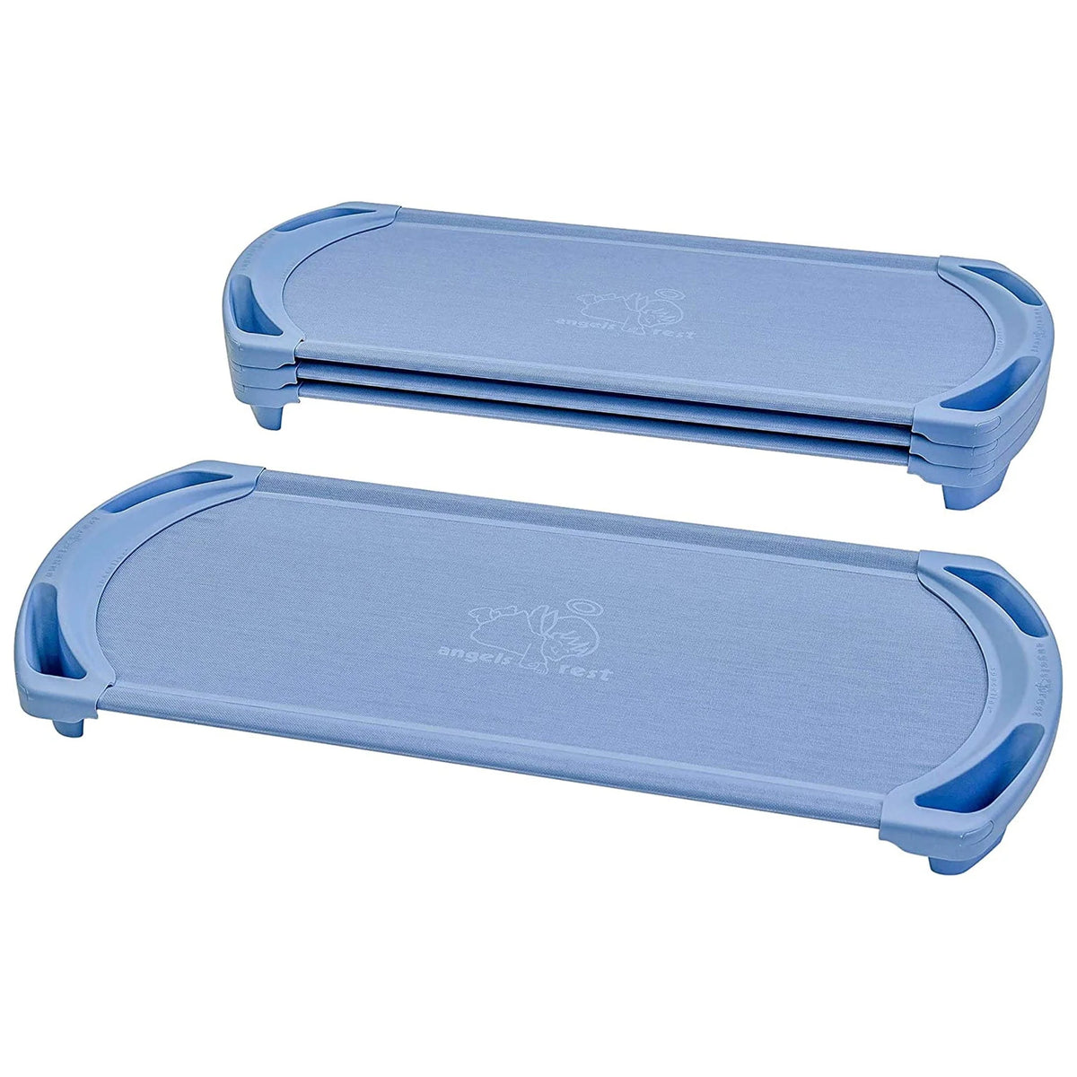 Angeles SpaceLine Toddler Nap Cots For Kids, Wedgewood Blue (4 Pack)