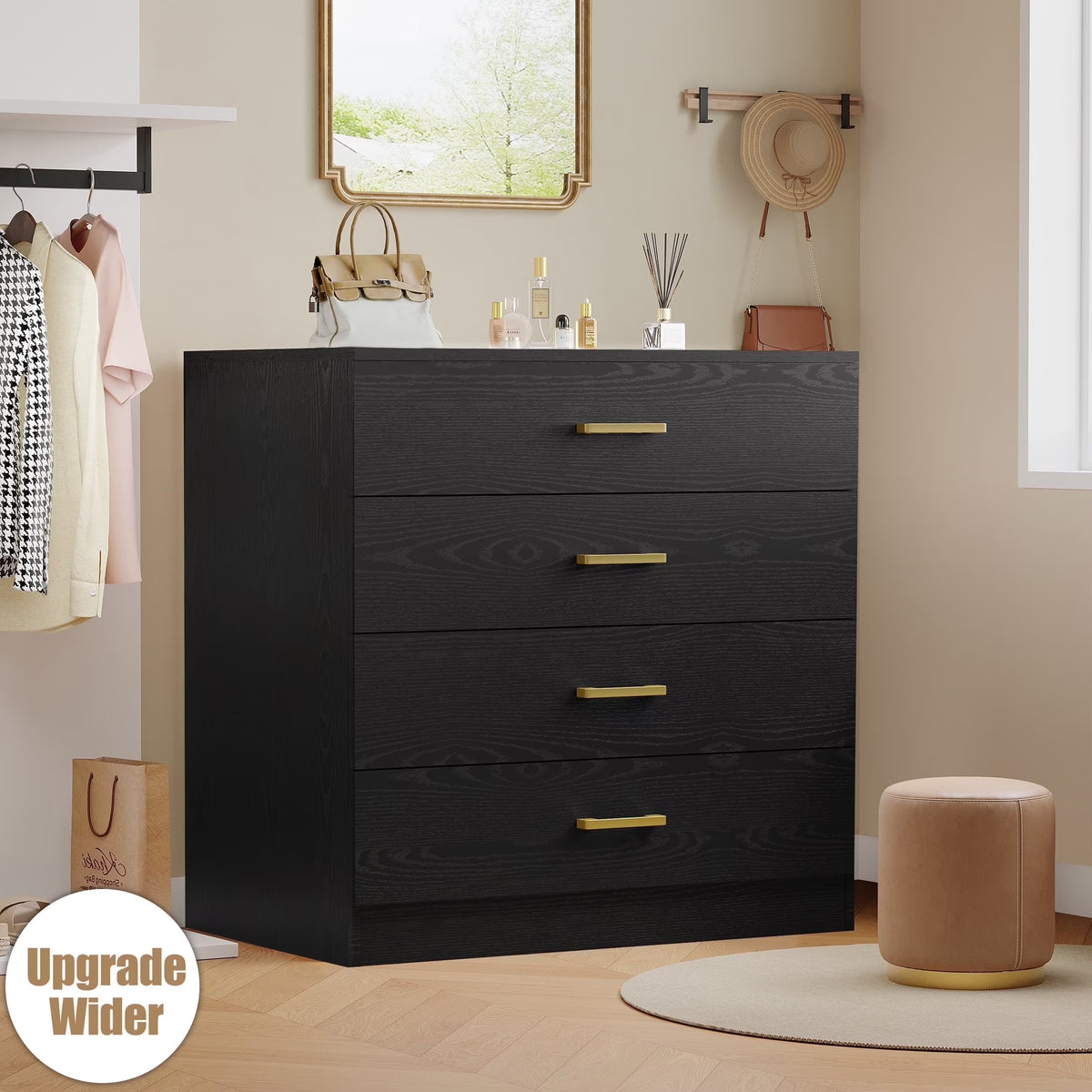 White 4-Drawer Wood Dressers for Bedroom