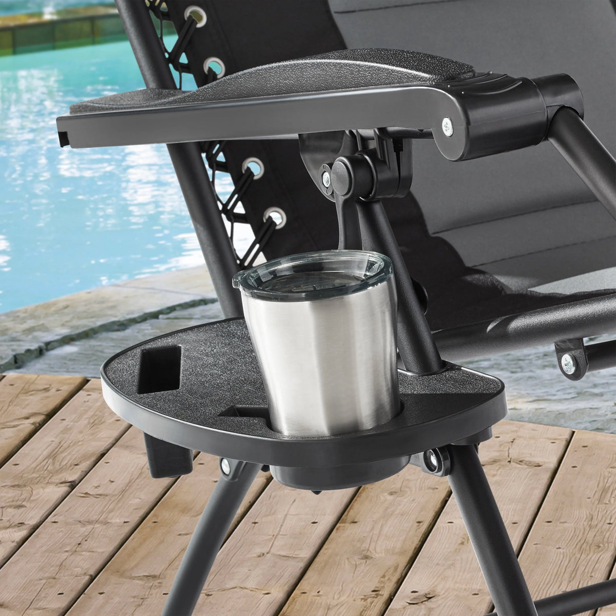 Mainstays Outdoors Oversized Zero Gravity Chair Bungee Sling Lounger, Gray and Black