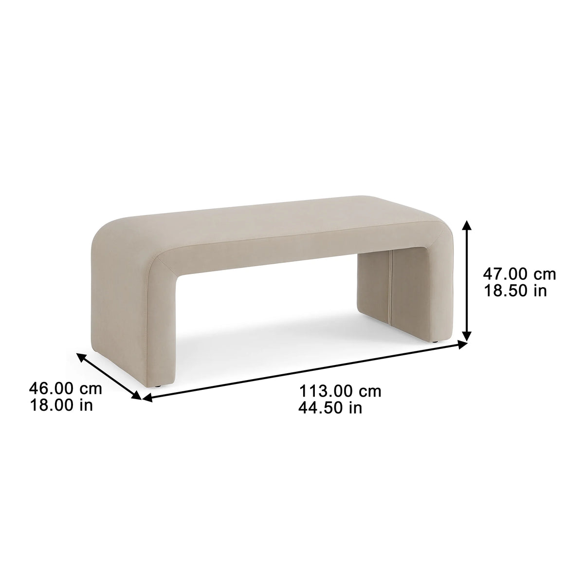 Better Homes & Gardens Juliet Velvet Waterfall Bench, Beige