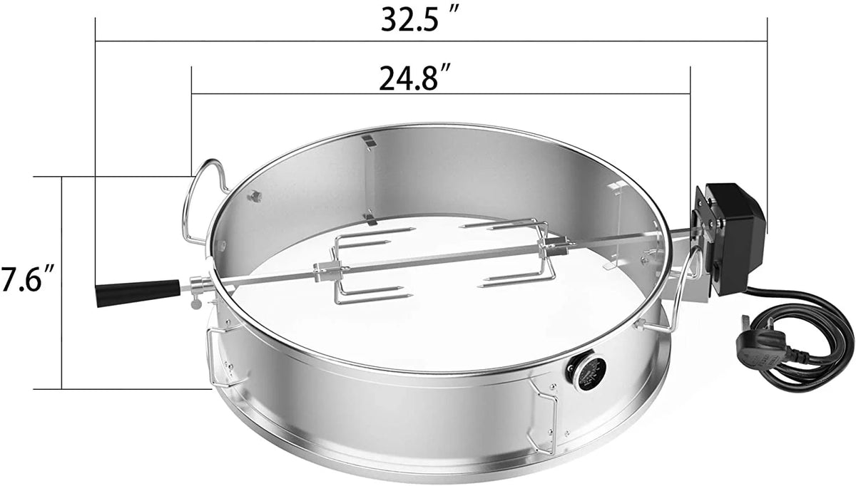 Onlyfire Multi-Purpose Rotisserie Ring Kit for Weber 22 1/2" Kettle Grill