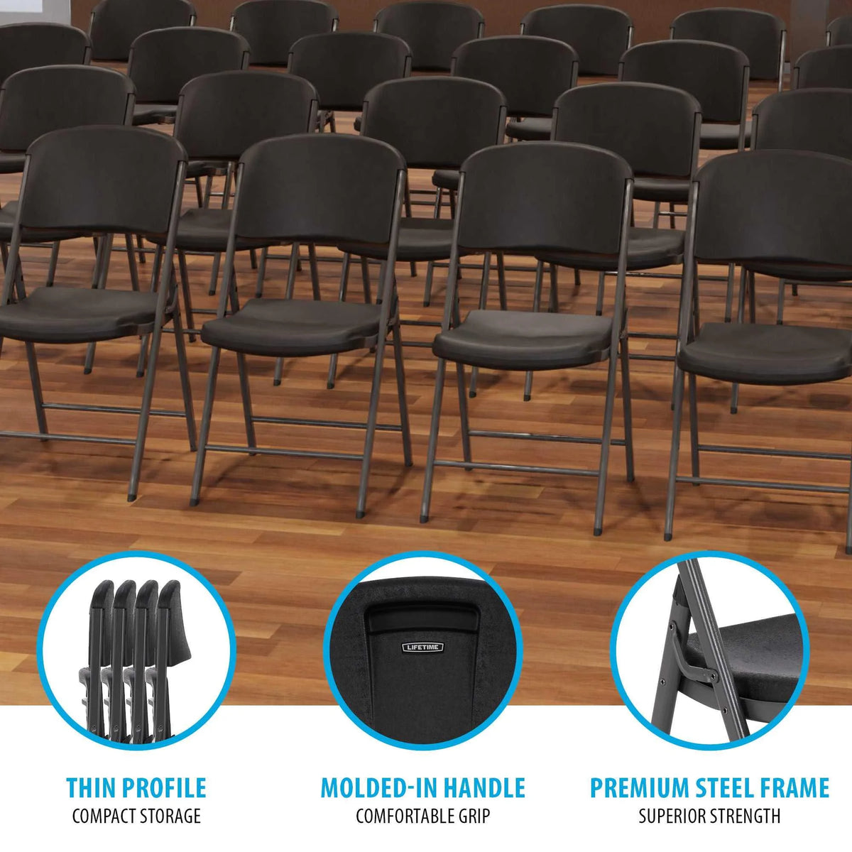 Lifetime Folding Chair, Indoor/Outdoor Commercial, White Granite, 4 Pack (42804)