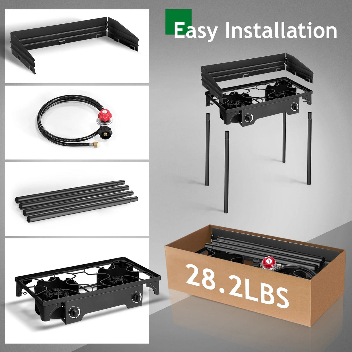 Ktaxon 2 Burner 150000 BTU Cooker Outdoor Camping Picnic Stove Stand BBQ Grill