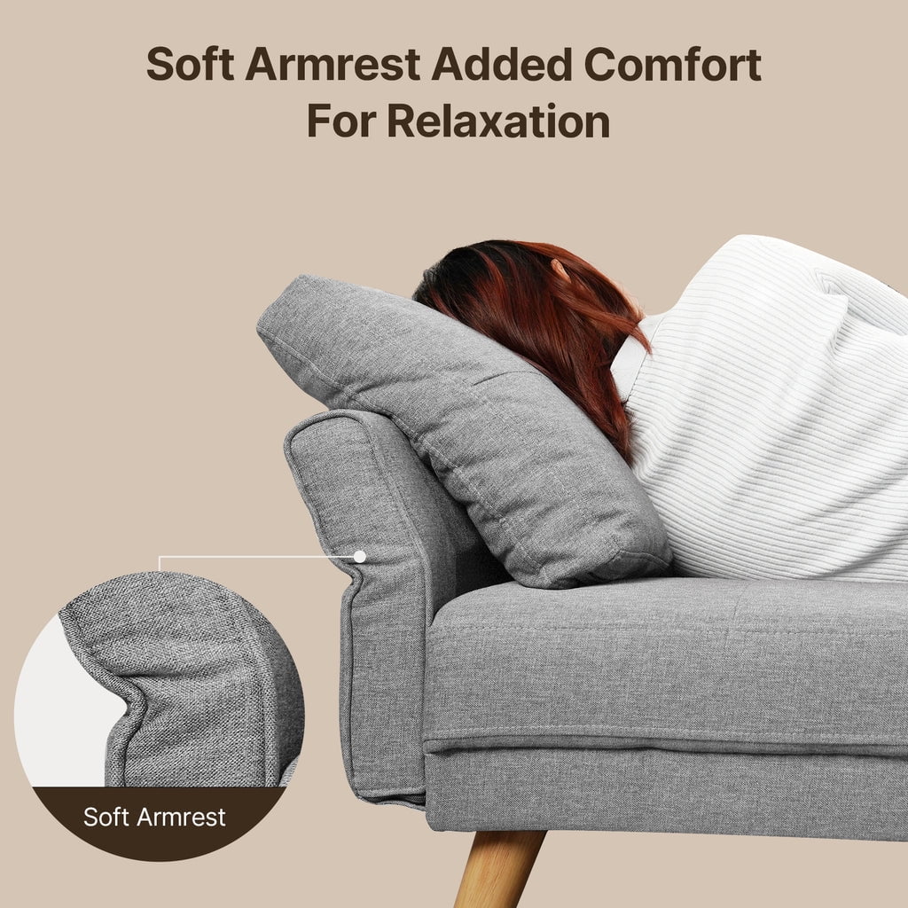 Aiho 82" L Modern Sofa, L-shaped Sofa with 3 Comfortable Pillows for Living Room, Apartment, Studio, Office - Dark Grey