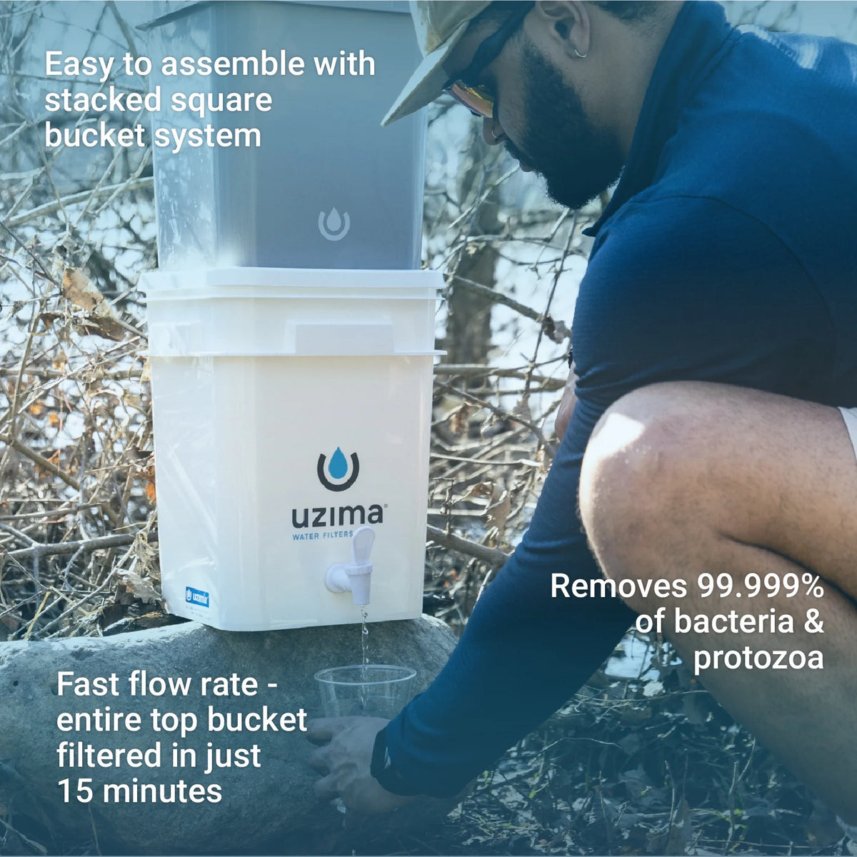Uzima UZ-2 Camping Water Filter System, Emergency Use for Hiking and Backpacking