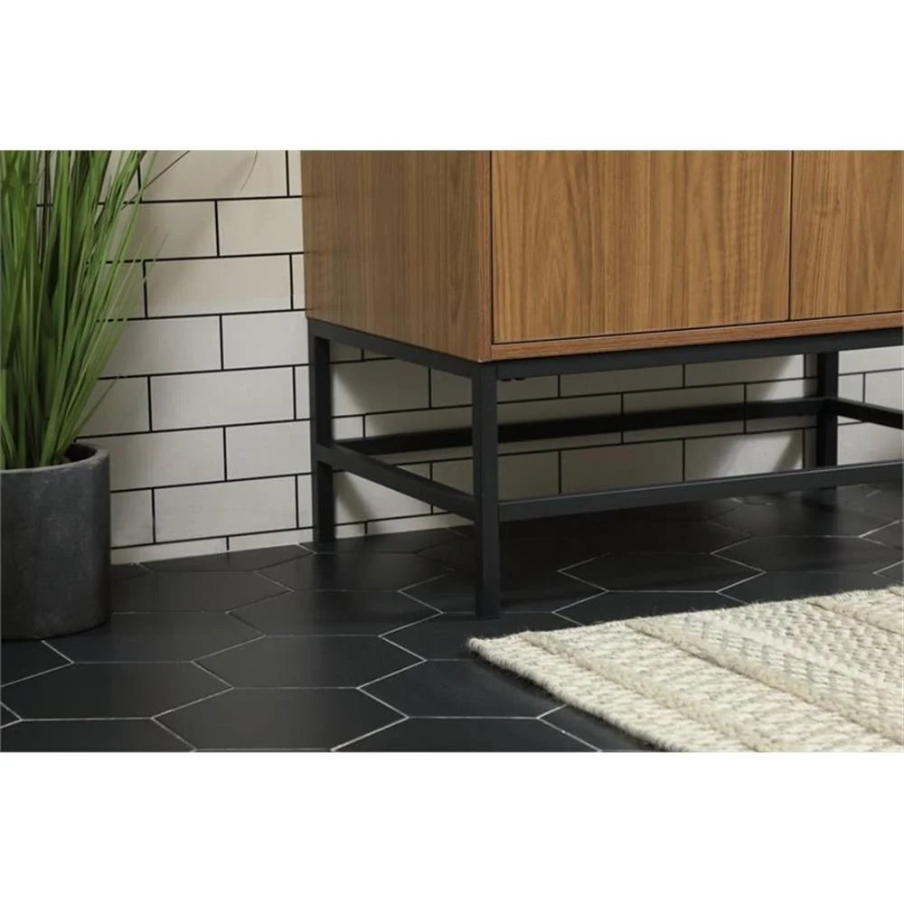 Elegant Decor Eugene 30" Aluminum MDF Single Bathroom Vanity in Mango Wood