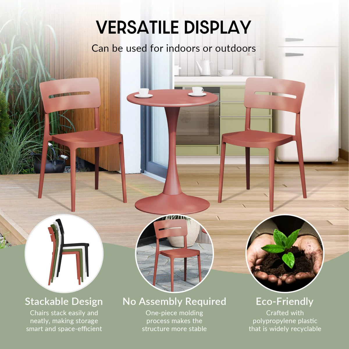 WestinTrends Playa 3-Piece Outdoor Resin Patio Bistro Set with Stackable Patio Dining Chairs, Black