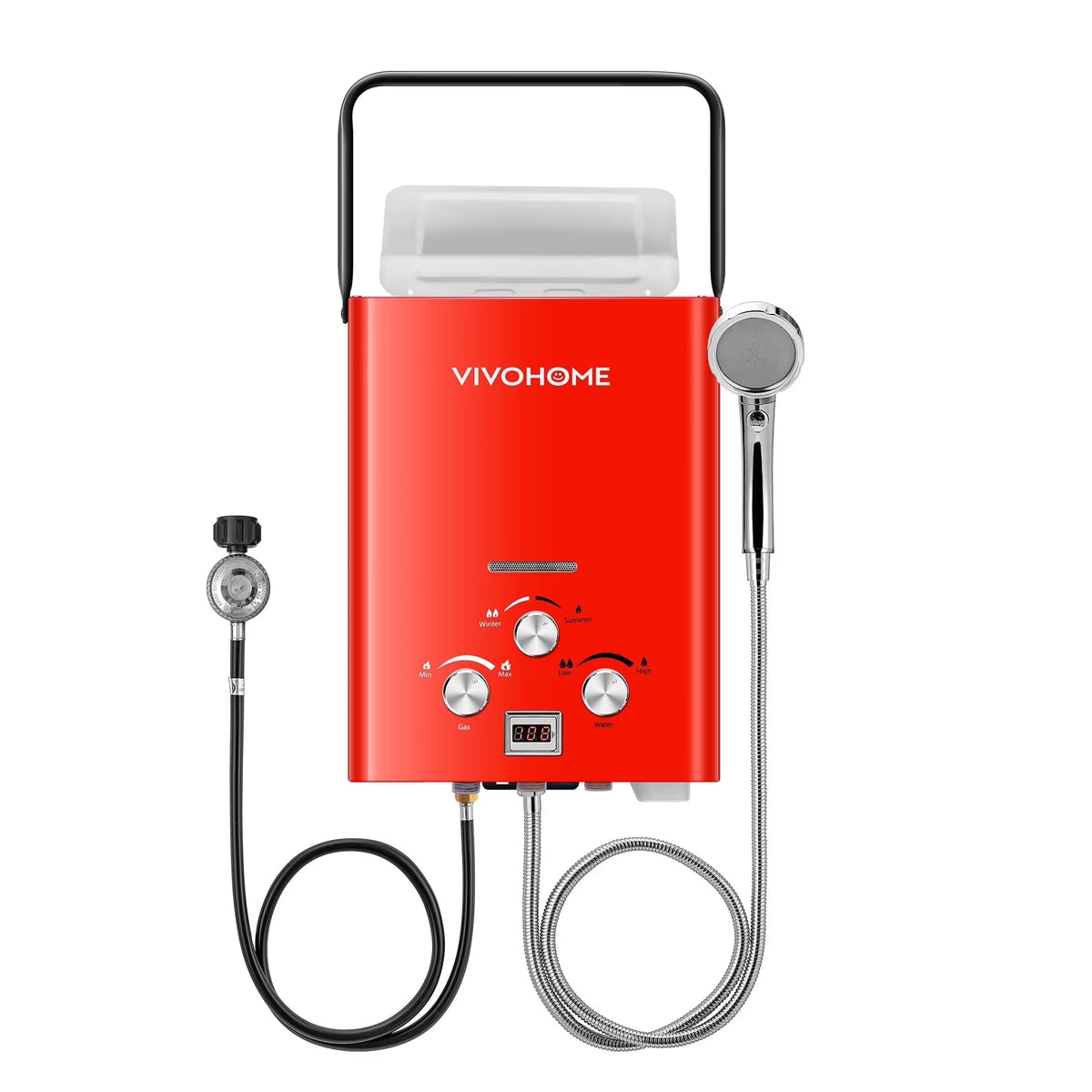 VIVOHOME RV Portable Propane Tankless Water Heater, 1.6GPM 6L RV Tankless Automotive Water Heater with Digital Display for RV Use, Blue