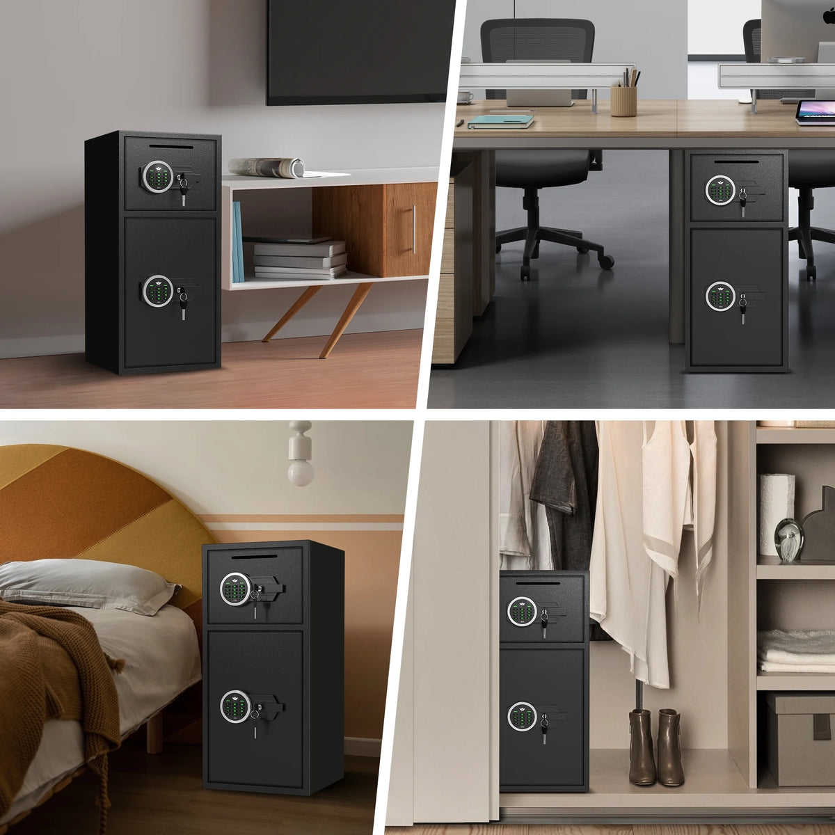 Silkight 6.5 Cu ft Home Safe Box - Fireproof  Depository Drop Safe with Backlit Keypad&Alarm System for Business Home