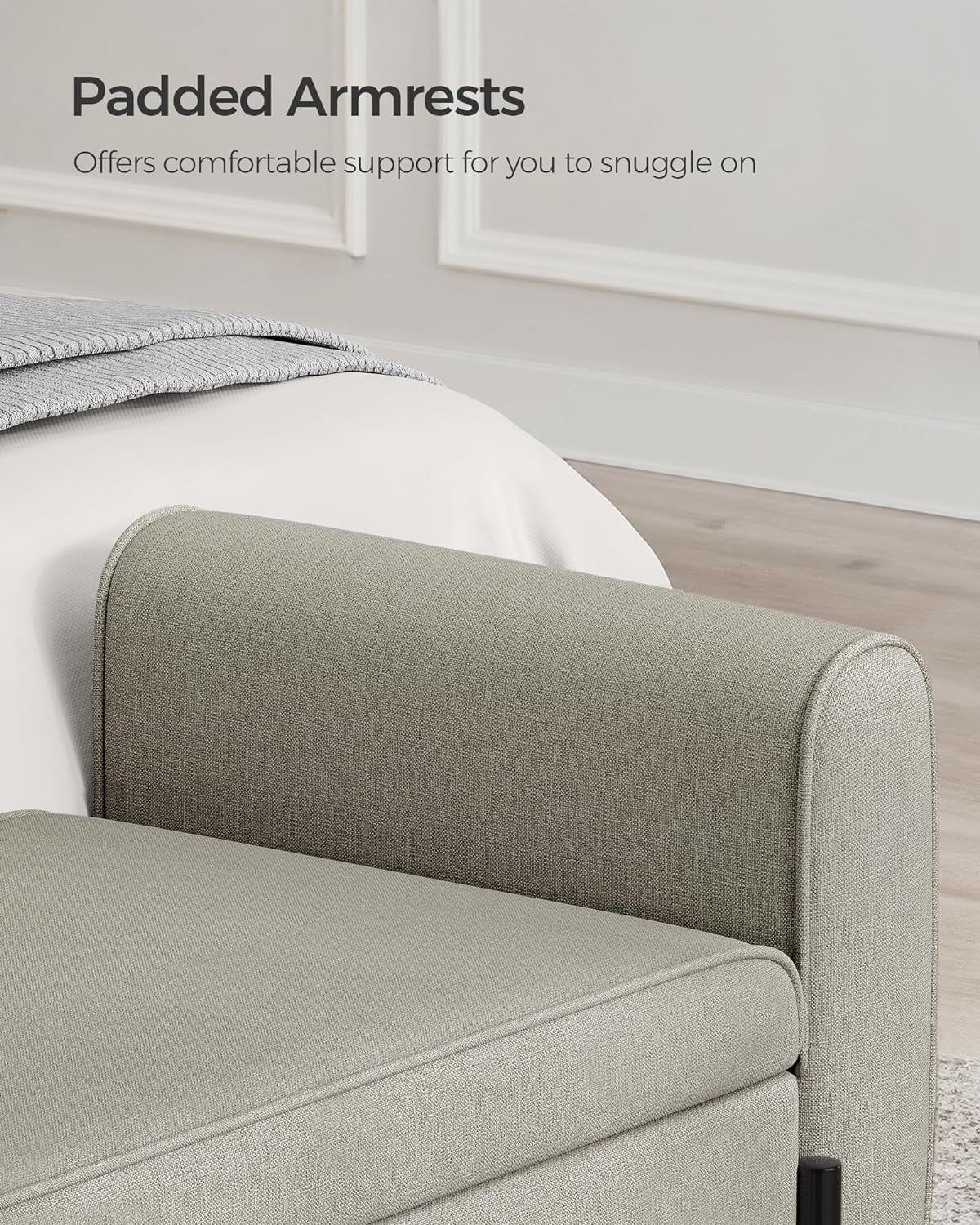 SONGMICS 46.5" Storage Ottoman Bench Storage Bench Bedroom Bench 330lb Load Capacity Solid Wood Legs Light Gray