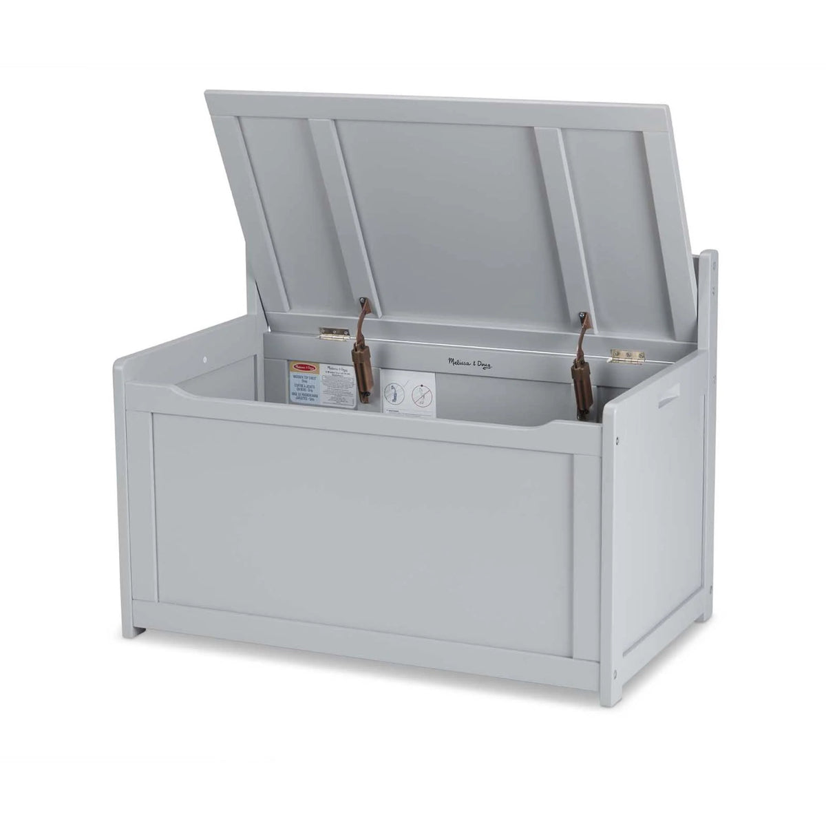 Melissa & Doug Wooden Toy Chest, Toy Storage Box (Gray) with Hinged-Lid, Playroom Furniture for Kids Ages 3+ [Wood]