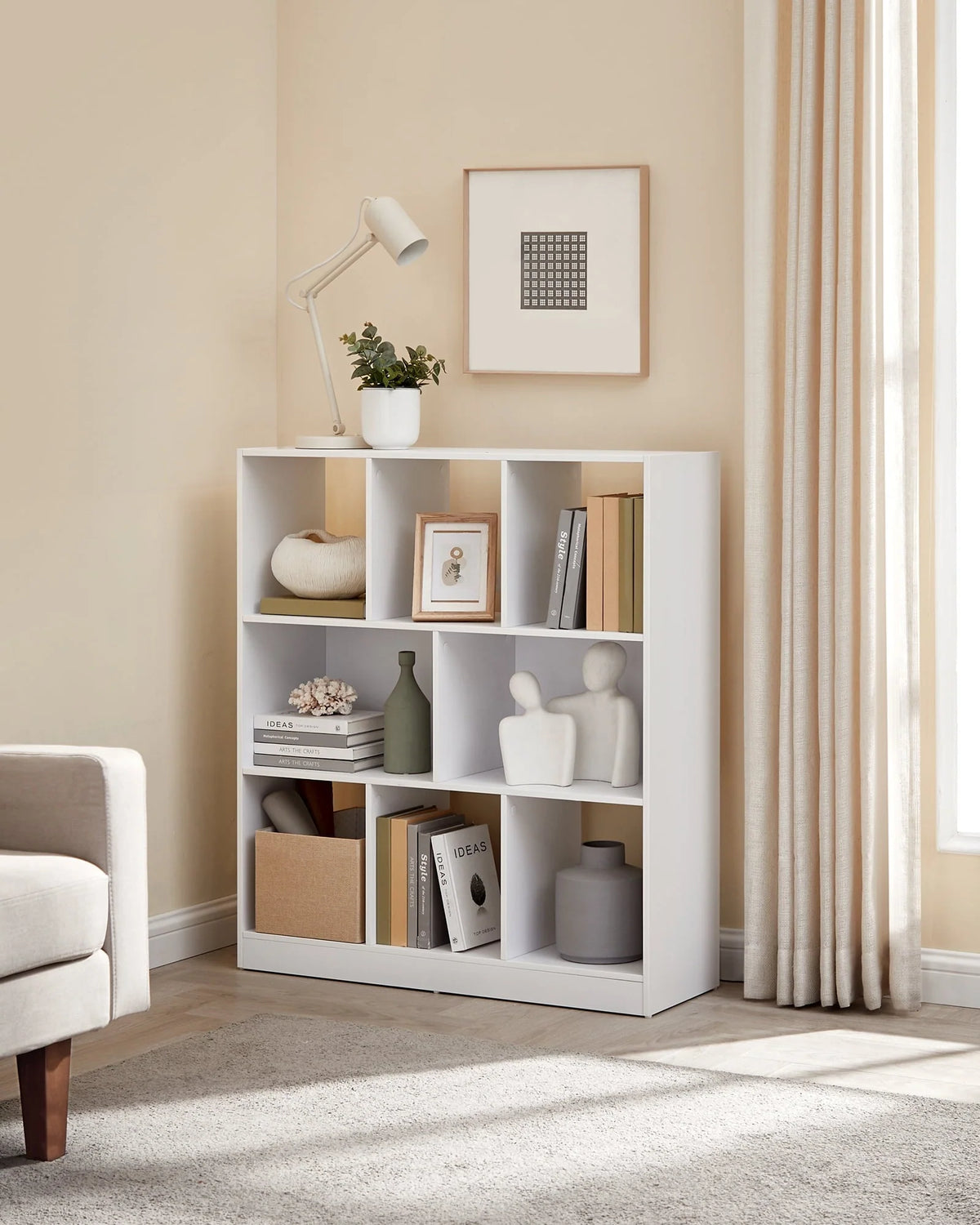 VASAGLE 8-Cube Storage Organizer Bookcase Book Shelf Storage Cabinet White