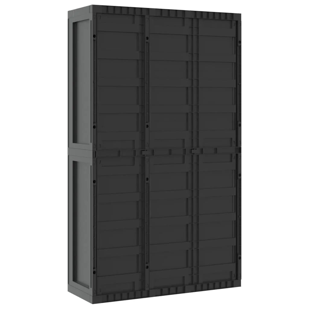 vidaXL Outdoor Storage Cabinet Black 25.6"x14.6"x33.5" PP