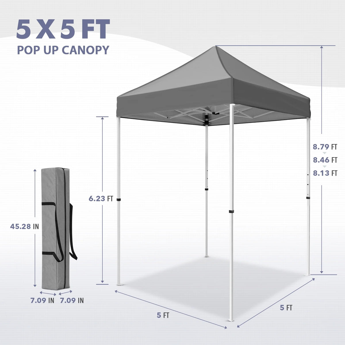 INTER HUT 5x5 Outdoor Pop up Canopy Gazebo, Instant Easy Set up Outdoor Canopy Commercial Fair Shelter, Beige