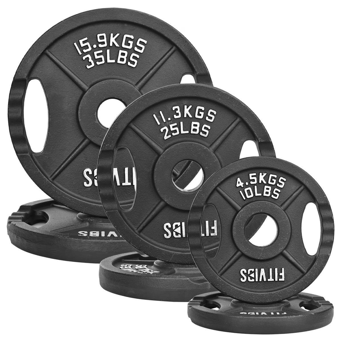 FlexWave 2-Hole Cast Iron Weight Plate Set, 110LB–230LB, Strength Training Plates for Home Gym