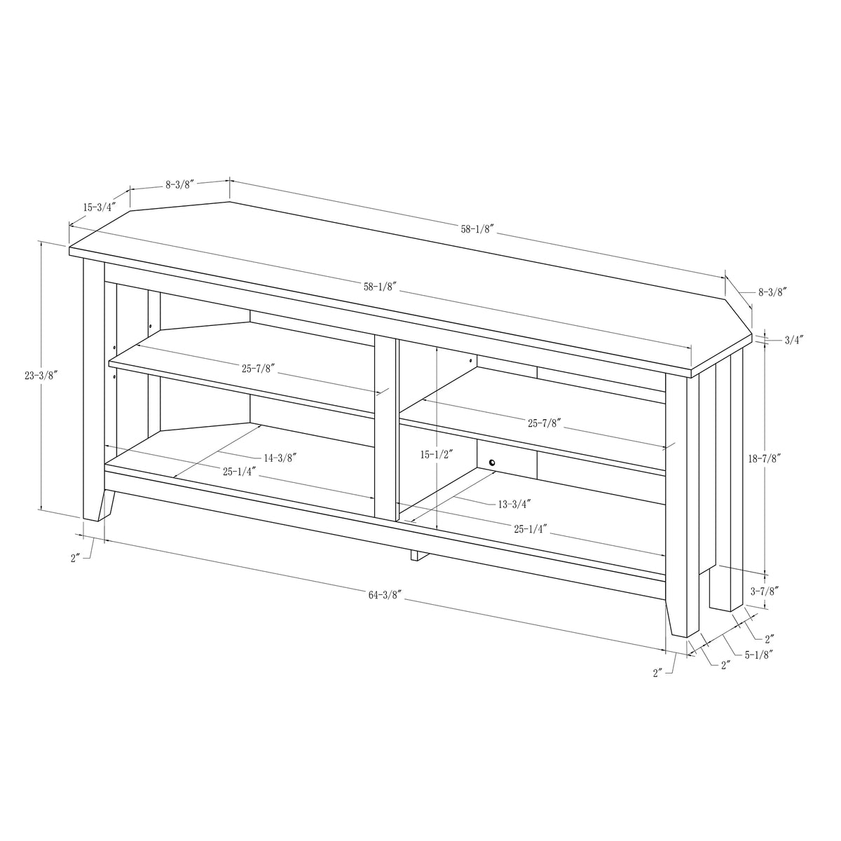 Walker Edison Corner TV Stand Console for TVs up to 64" - Black