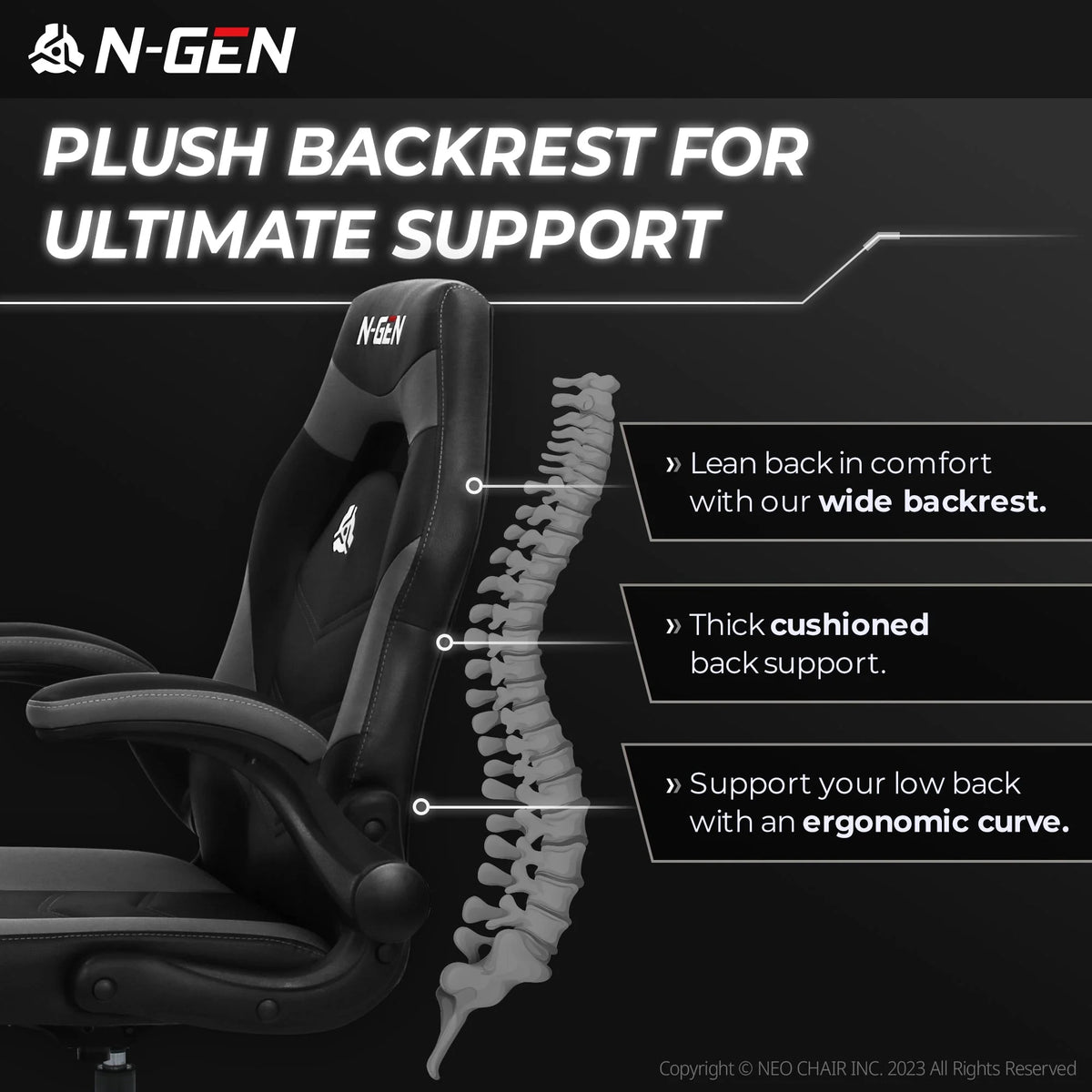 N-GEN Red Gaming Chair, Flip-up Armrest Computer Chair Ergonomic Office Chair PU Leather Desk Chair Executive Adjustable Swivel Task Chair