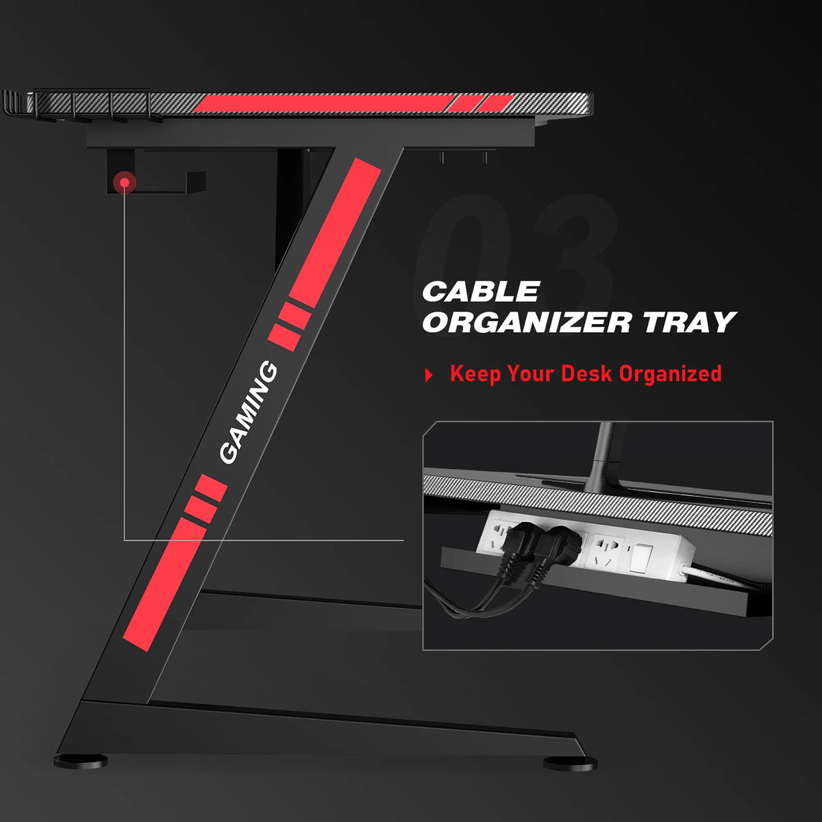 GTRACING Ergonomic Curved 3-Sided LED Z-Leg Gaming Desk, Black