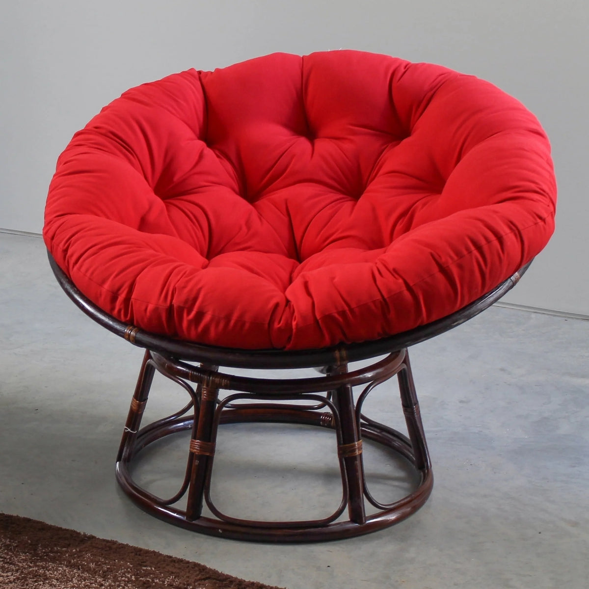International Caravan 42-Inch Rattan Papasan Chair with Solid Twill Cushion-Color:Grape