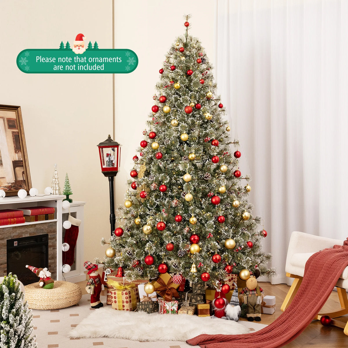 Costway 9 FT Artificial Christmas Tree with  360?�� Quick Power Connector 1714 Pine Needles