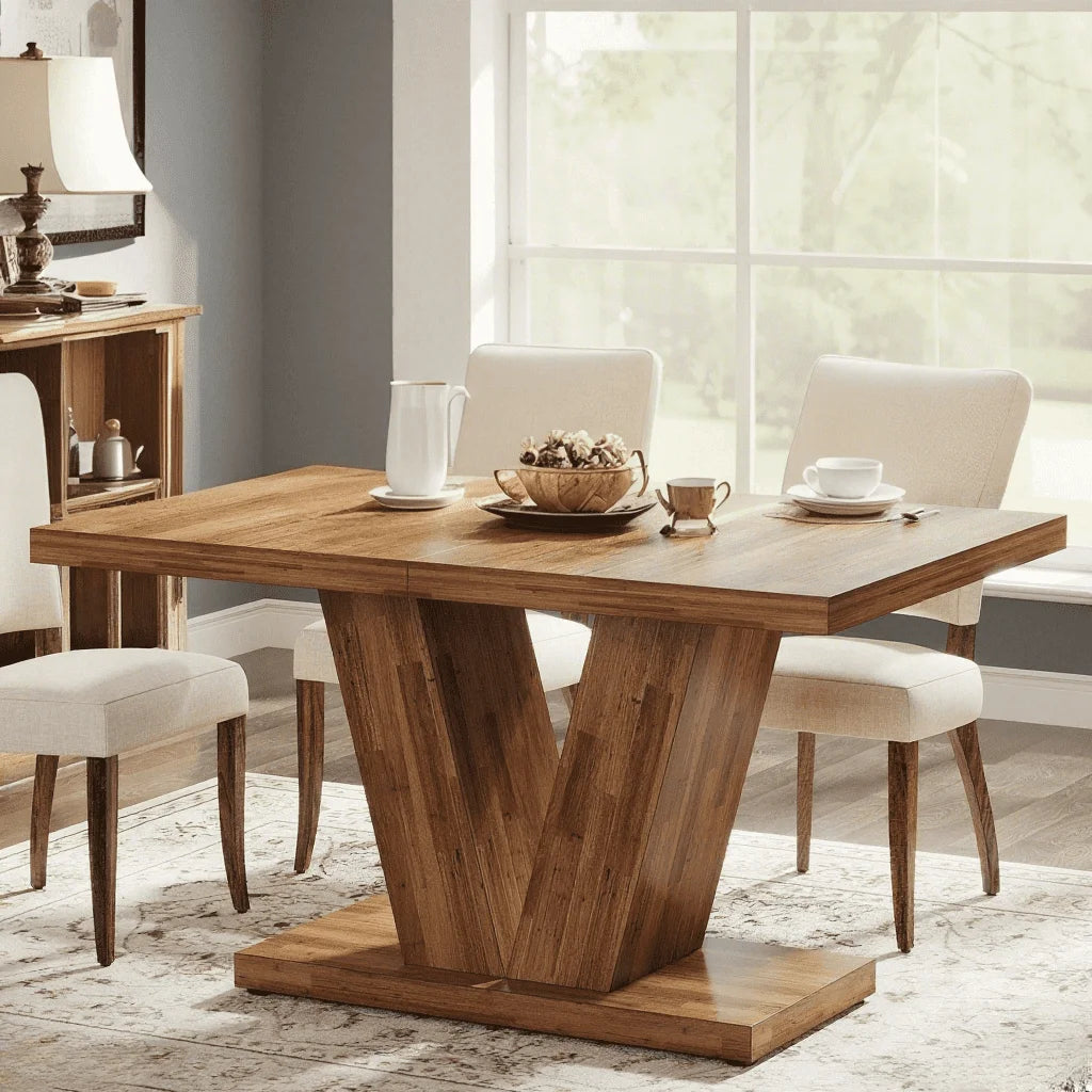 Finmind 47-inch Dining Table for 4 to 6, Farmhouse Wood Kitchen Table for Dining Room, White