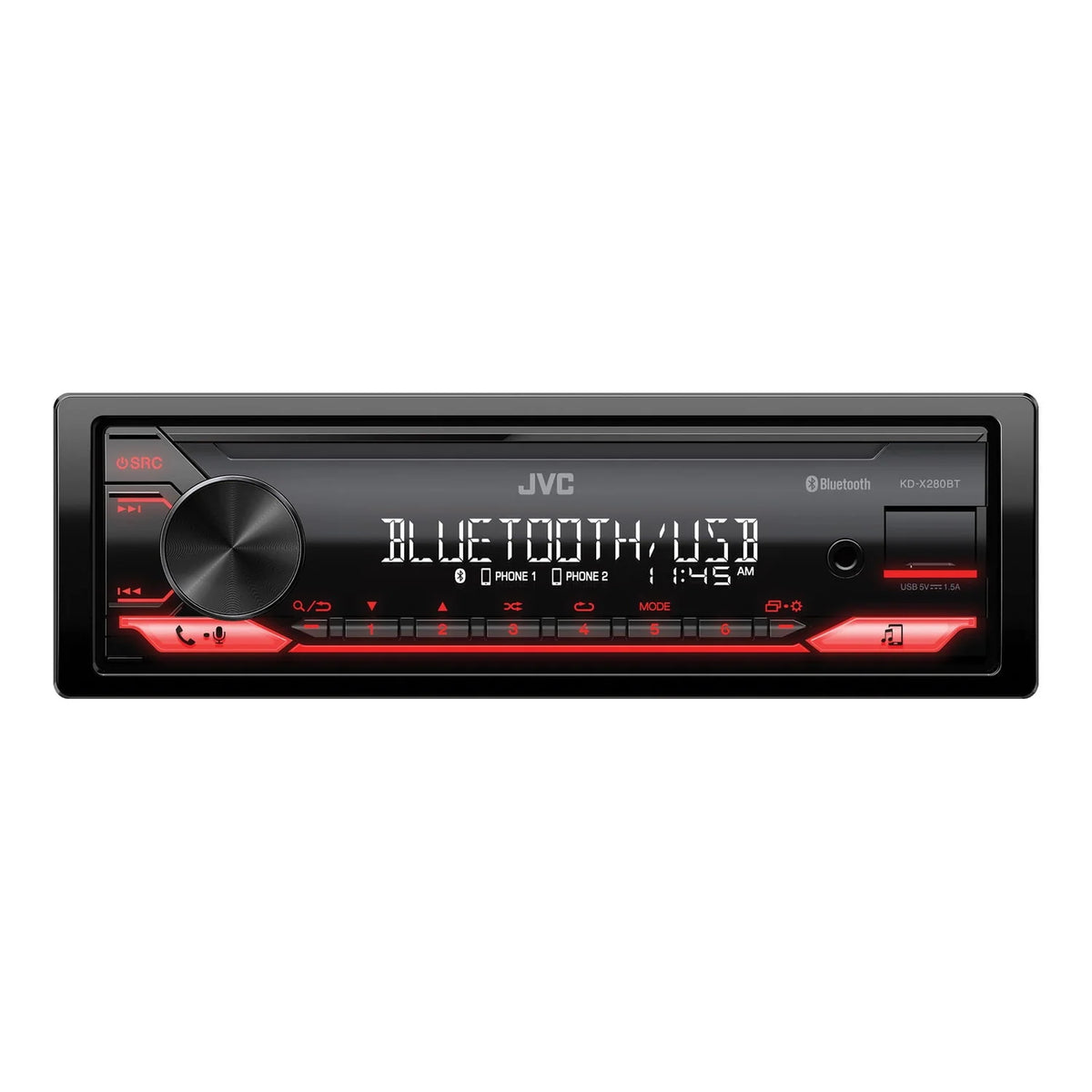 JVC KD-X280BT KD-X280BT Car In-Dash Unit, Single-DIN Digital Media Receiver with Bluetooth
