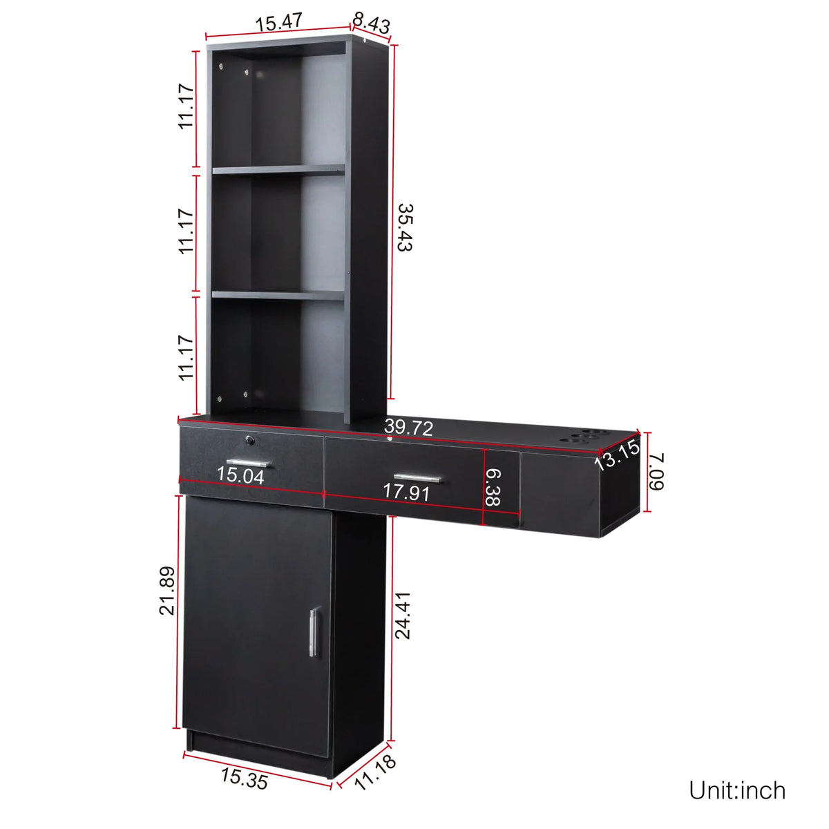 Modern Vanity Desk with Lights Makeup Vanity Dressing with Mirror Large Storage Space Black