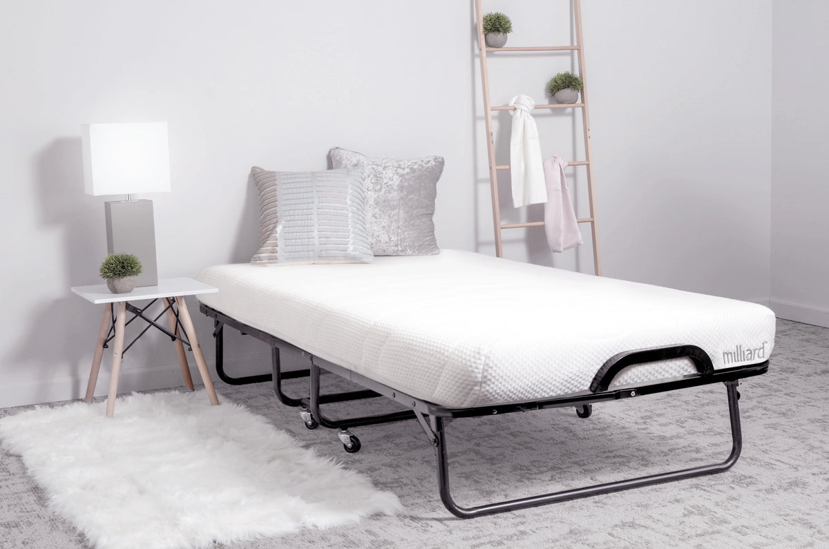 Milliard Diplomat Adjustable Size Modern Folding Bed with Memory Foam Mattress