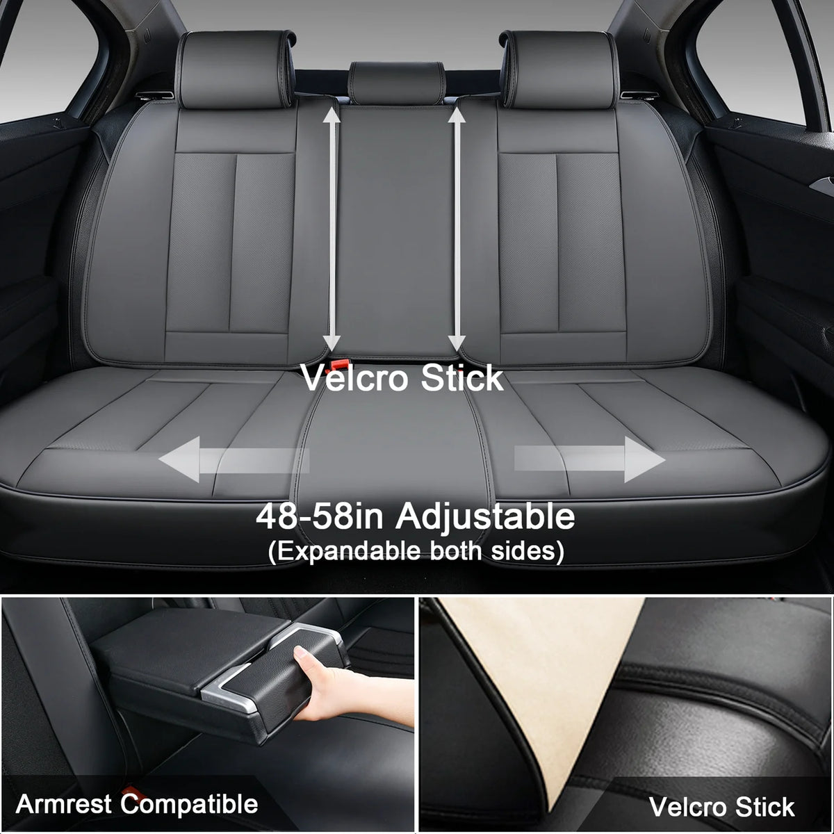 Coverado Black Front Car Seat Covers, Stylish Waterproof Premium Leather Automotive Seat Protectors, Airbag Compatible Auto Interior Accessories Universal Fit for Most Cars SUV Pick-up Trucks