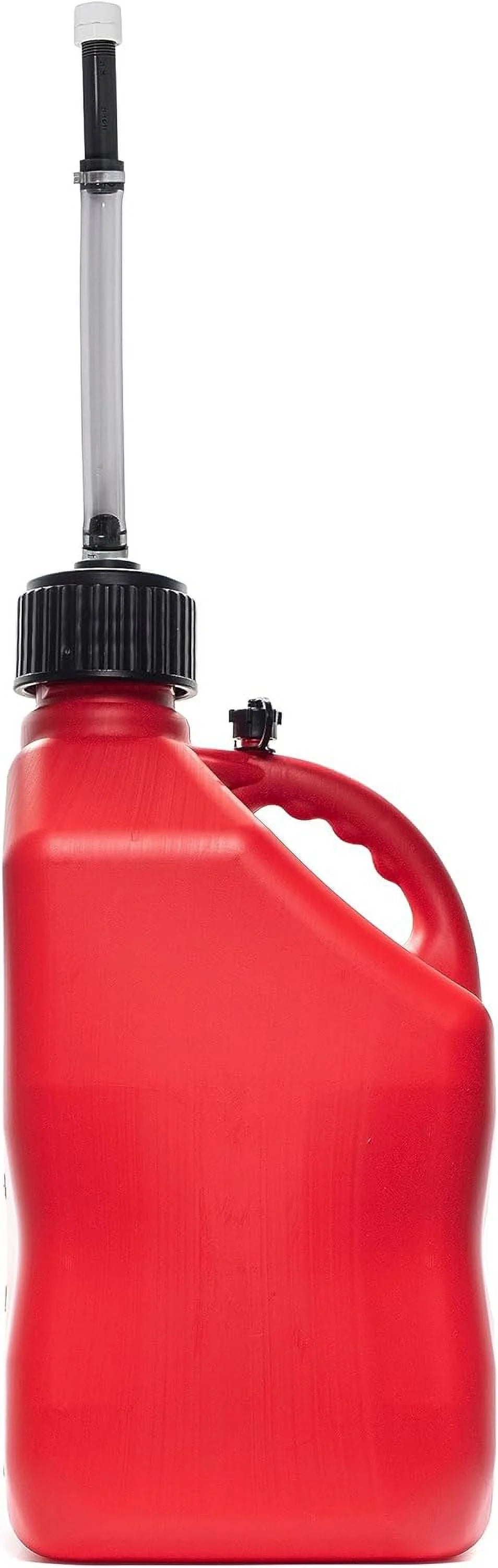 VP Racing 5.5-Gallon Square Motorsport Container (2 Pack) Red with 14" Deluxe Filler Hose (1 Pack) Features Close-Trimmed Cap and Neck for Tight Seal