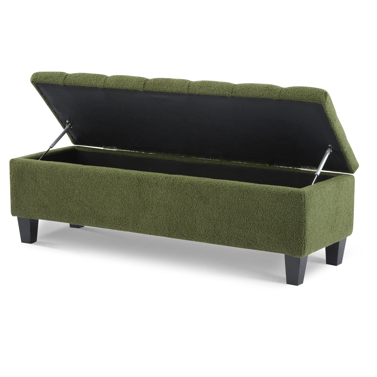 Furniliving Modern Upholstered Button Tufted Storage Ottoman Entryway Bench, Ivory