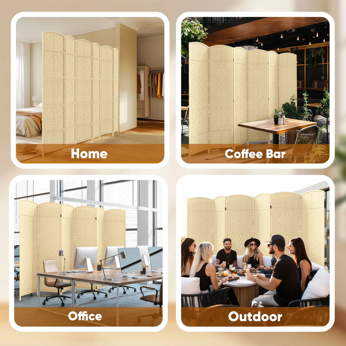 Jostyle Room Divider 6ft. Tall Extra Wide Privacy Screen, Folding Privacy Screens Freestanding Nature